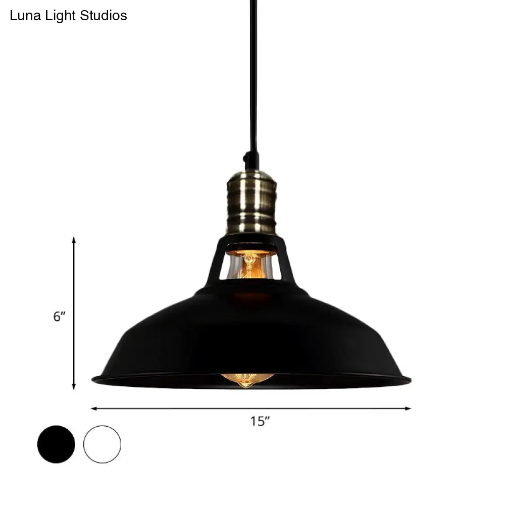 1-Head Barn Pendant Lighting Industrial Style Available In Black/White 10.5/12/15 Inch Diameter
