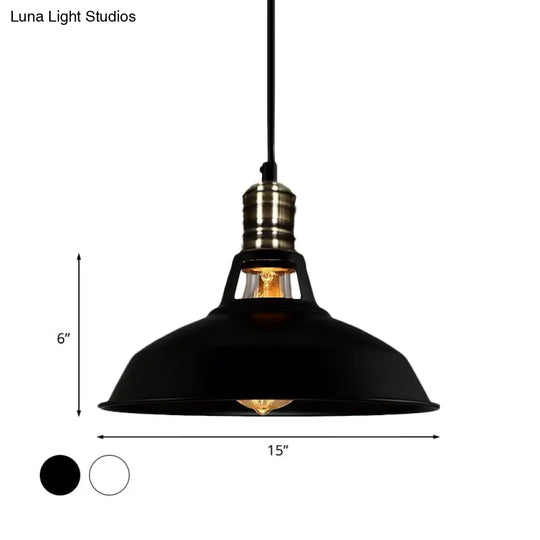 1-Head Barn Pendant Lighting Industrial Style Available In Black/White 10.5/12/15 Inch Diameter