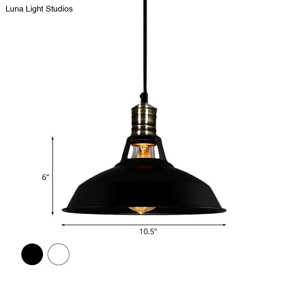 1-Head Barn Pendant Lighting Industrial Style Available In Black/White 10.5/12/15 Inch Diameter