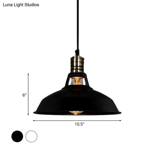 1-Head Barn Pendant Lighting Industrial Style Available In Black/White 10.5/12/15 Inch Diameter