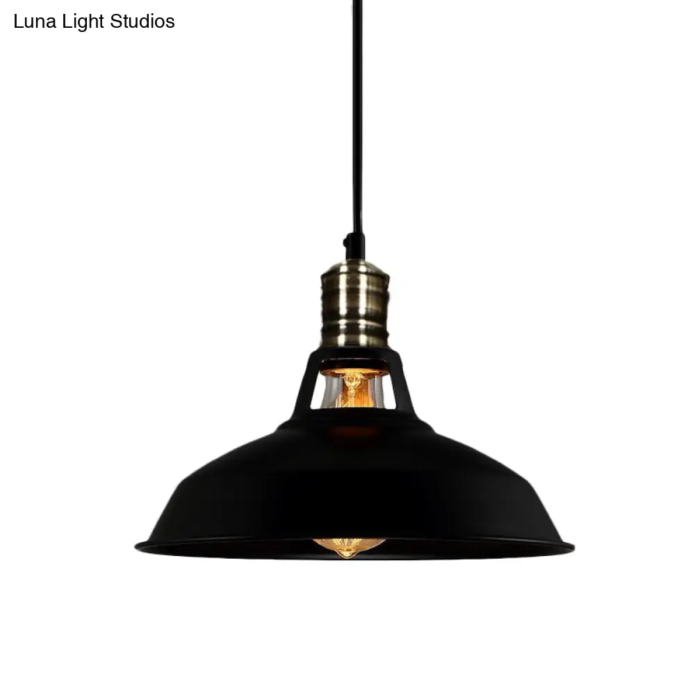 1-Head Barn Pendant Lighting Industrial Style Available In Black/White 10.5/12/15 Inch Diameter