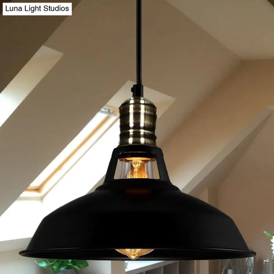 1-Head Barn Pendant Lighting Industrial Style Available In Black/White 10.5/12/15 Inch Diameter