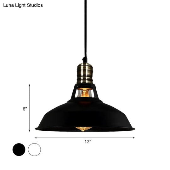 1-Head Barn Pendant Lighting Industrial Style Available In Black/White 10.5/12/15 Inch Diameter