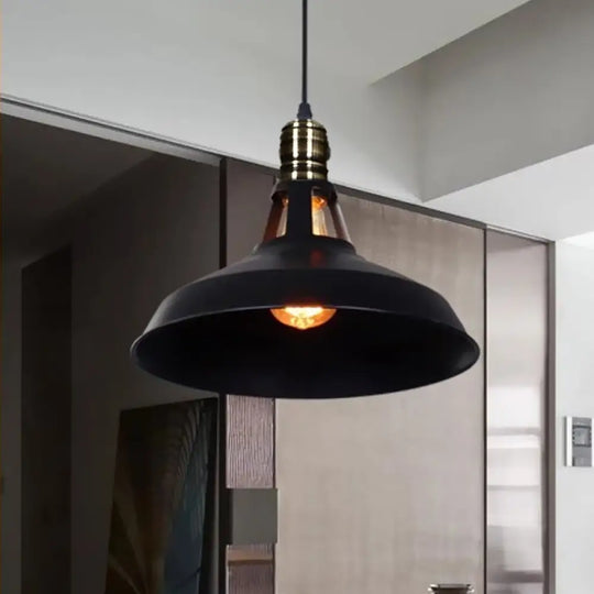 1-Head Barn Pendant Lighting Industrial Style Available In Black/White 10.5/12/15 Inch Diameter