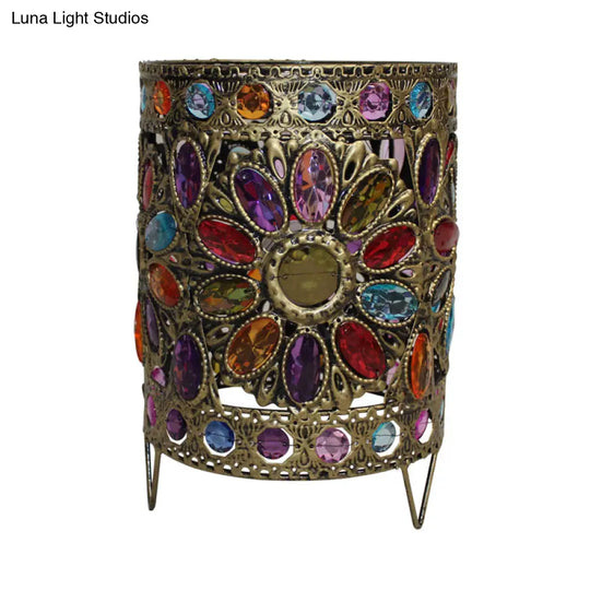 1-Head Brass Nightstand Light For Traditional Living Room Décor