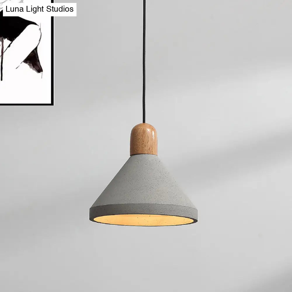 1-Head Conic Shade Farmhouse Pendant Lighting | Grey Cement Bar Ceiling Fixture