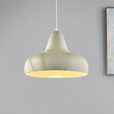 1-Light Aluminum Drop Pendant In White/Coffee/Wood - Hanging Light Fixture For Dining Room White