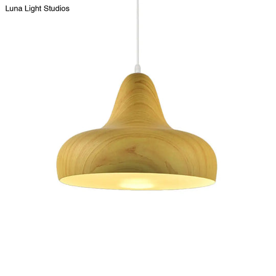 1-Light Warehouse Onion Aluminum Pendant - White/Coffee/Wood Ideal For Dining Room