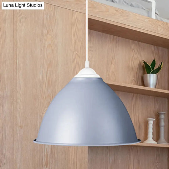 Industrial Dome Pendant Light - Aluminum Ceiling Fixture In Frosted Green/Yellow Dining Room