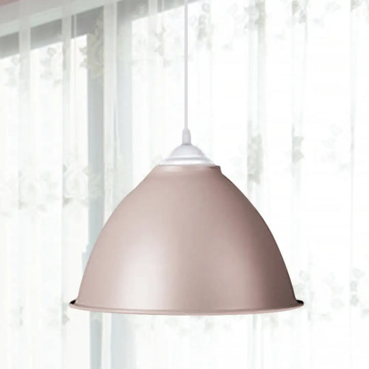 1-Light Industrial Dome Pendant Light In Frosted Green/Yellow For Dining Room - Aluminum Ceiling
