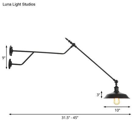 1-Light Metal Matte Black Sconce Lamp - Industrial Wall Mounted Lighting For Indoor Spaces