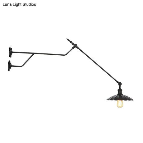 1-Light Metal Matte Black Sconce Lamp - Industrial Wall Mounted Lighting For Indoor Spaces