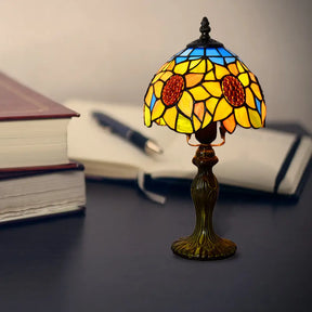 1-Light Sunflower Stained Glass Table Lamp - Lodge Tiffany Style Decorative Lighting In