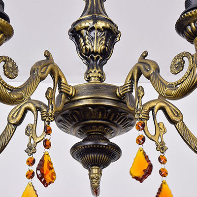 Sunflower Stained Glass Chandelier With 5 Lights - Decorative Suspension Light