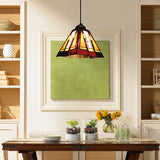 Tiffany Black And Brown Hand Rolled Art Glass Ceiling Light - Single Head Trapezoid Pendant