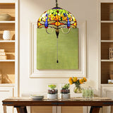 Dragonfly Victorian Antique Brass Pendant Light Kit - 1 Head Down Lighting Cut Glass For Dining Room