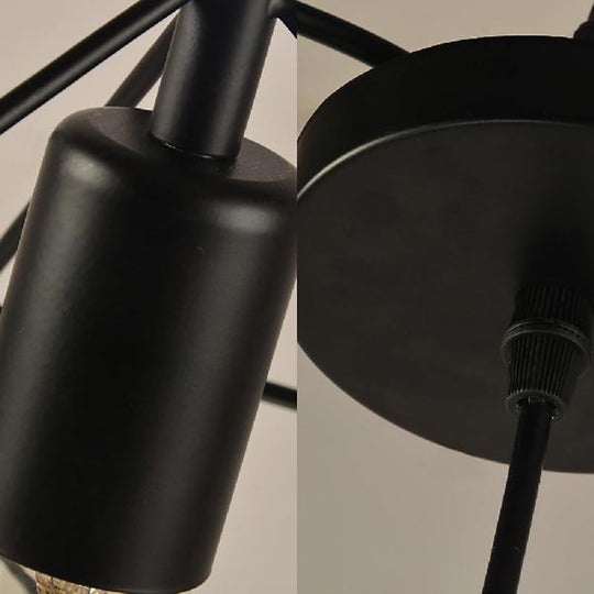 Industrial Black Metal Cubic Pendant Light For Dining Room