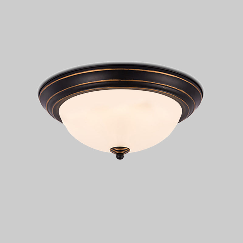 Milky Glass Led Flush Mount Ceiling Light Black For Study 13’/15’ W