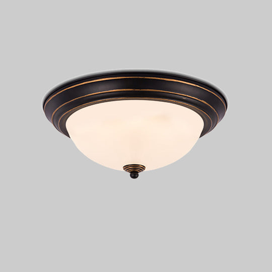 Milky Glass Led Flush Mount Ceiling Light Black For Study 13’/15’ W