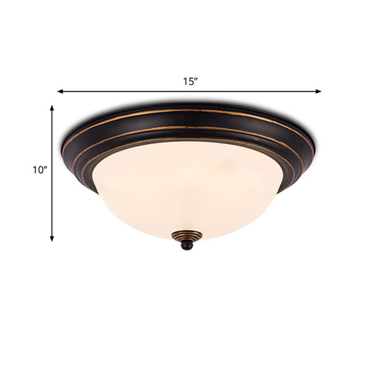 Milky Glass Led Flush Mount Ceiling Light Black For Study 13’/15’ W