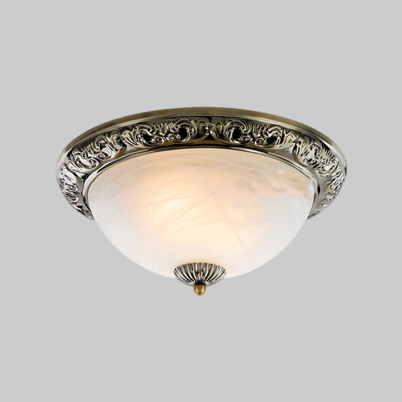 Vintage Frosted Glass Bronze/Copper Flushmount Ceiling Lamp - 2 Bulb 11/13/15 W
