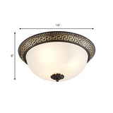 Opaline Glass Ceiling Fixture - Traditional Taper Flush Mount Lamp In Black/Gold For Corridor