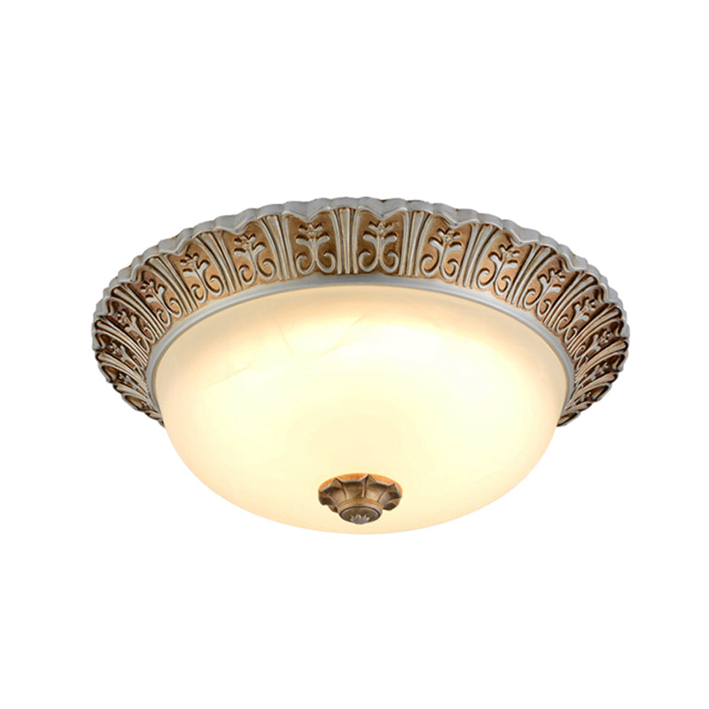Led Opal Glass Flush Mount Ceiling Light In Khaki Tone Sizes 10.5’ & 12.5’ - Traditional Design
