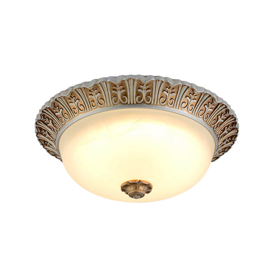 Led Opal Glass Flush Mount Ceiling Light In Khaki Tone Sizes 10.5 & 12.5 - Traditional Design Ideal