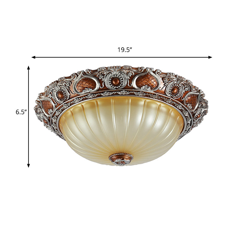 Classic Brown Pleated Flush Mount Ceiling Fixture 2/3 Light 13’/17’/19.5’ Wide