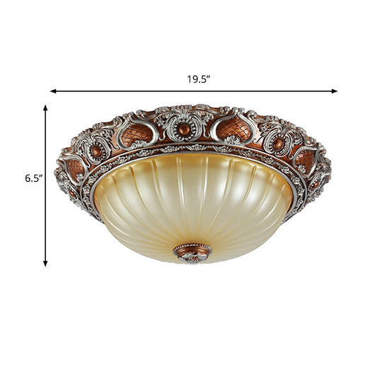 Classic Brown Pleated Flush Mount Ceiling Fixture 2/3 Light 13’/17’/19.5’ Wide