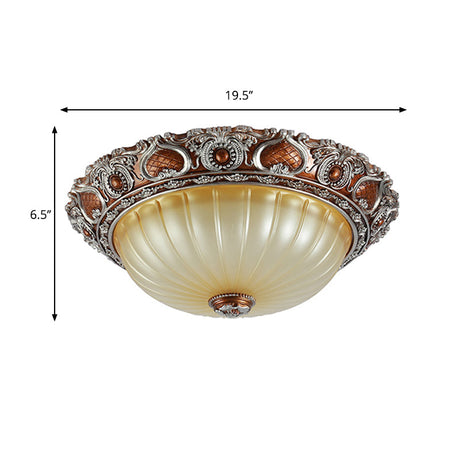 Classic Brown Pleated Flush Mount Ceiling Fixture 2/3 Light 13/17/19.5 Wide