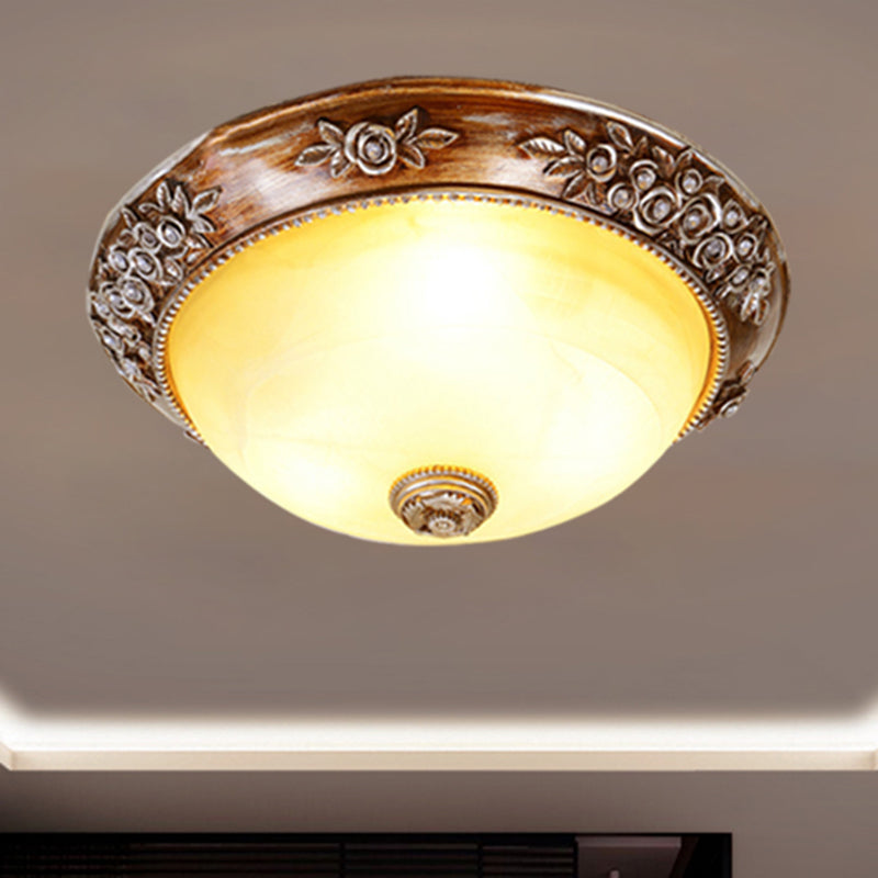 Modern Semi - Globe Flush Mount Lamp - Resin Ceiling Fixture In Sepia For Balcony Available