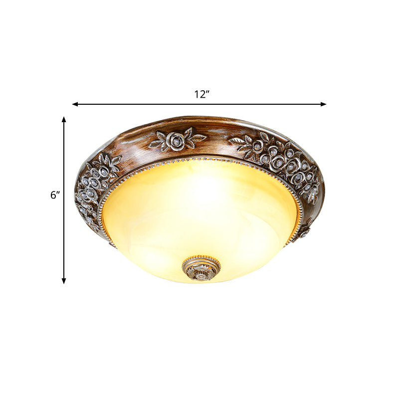 Modern Semi - Globe Flush Mount Lamp - Resin Ceiling Fixture In Sepia For Balcony Available