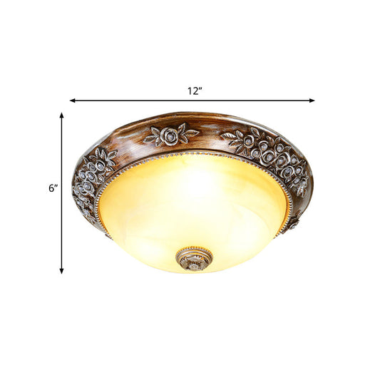 Modern Semi - Globe Flush Mount Lamp - Resin Ceiling Fixture In Sepia For Balcony Available