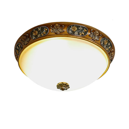 Traditional Wood Resin 3 - Head Flush Mount Ceiling Light For Hallway - 12’/15’/19’ Wide