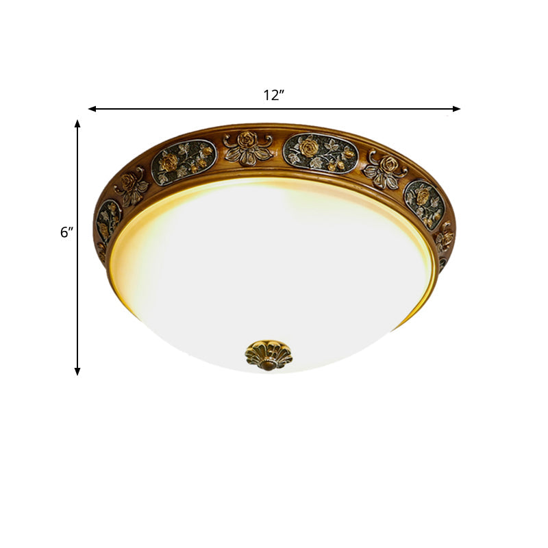 Traditional Wood Resin 3 - Head Flush Mount Ceiling Light For Hallway - 12’/15’/19’ Wide