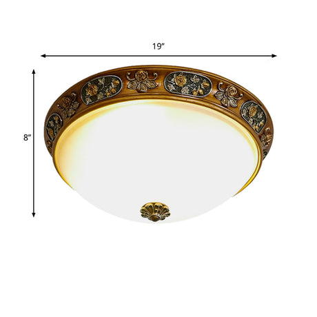 Traditional Wood Resin 3-Head Flush Mount Ceiling Light For Hallway - 12/15/19 Wide