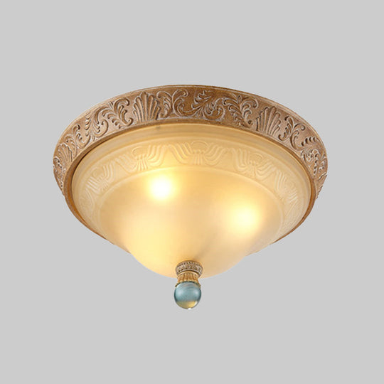 Classic Brown Conical Ceiling Light: 3-Bulb Flush Mount For Living Room