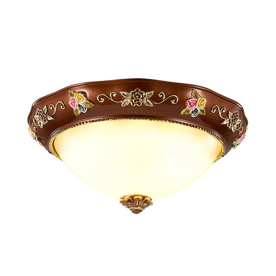 Vintage Resin Tapered Bedroom Flush Mount Ceiling Lamp - Red Brown 3 - Light 11’/15’/19’ Wide
