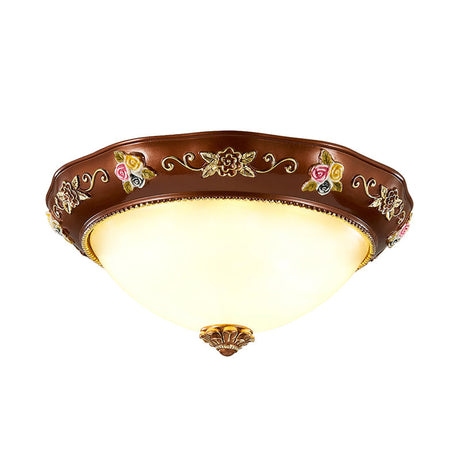 Vintage Resin Tapered Bedroom Flush Mount Ceiling Lamp - Red Brown 3-Light 11/15/19 Wide