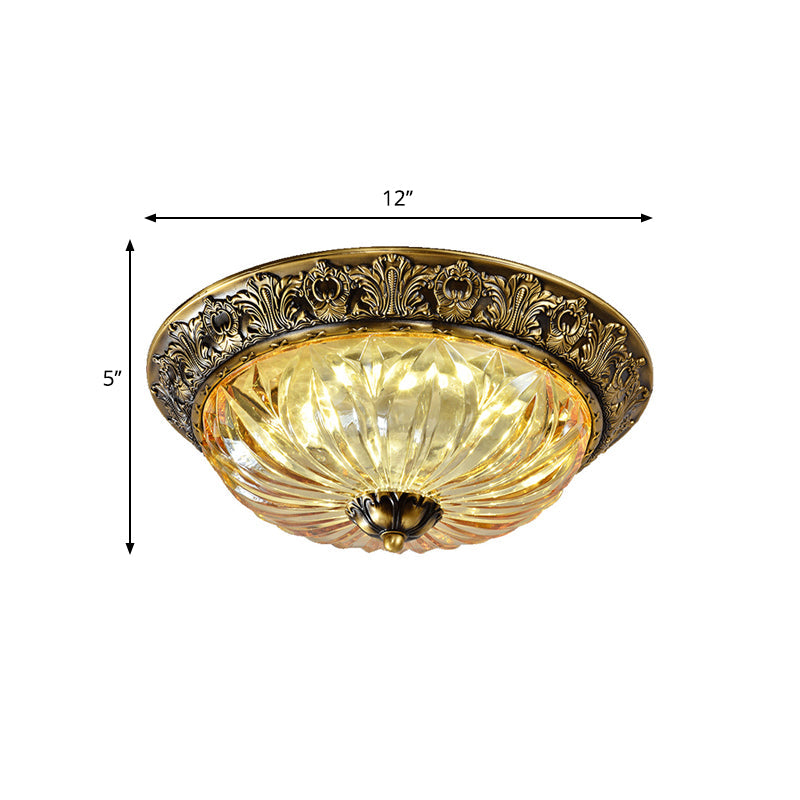 Minimalist Crystal Dome Ceiling Light Fixture - 2/3 Heads Brass Flush Mount Lamp Study Room