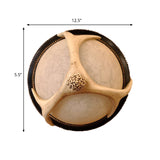 Semi-Ball Flush Mount 2-Head Ceiling Light With Classic Wood Resin And Antler Deco - Ideal For