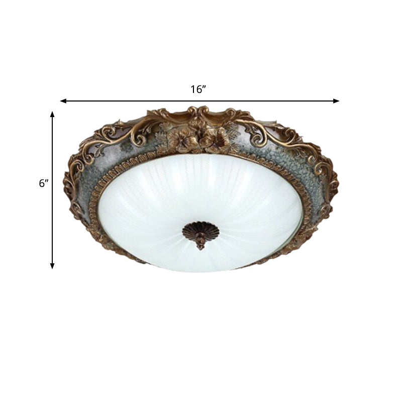 Rustic Resin Brass Flush Mount Ceiling Lamp - Floral Pedestal 12’/16’/19.5’ W 2/3 - Light