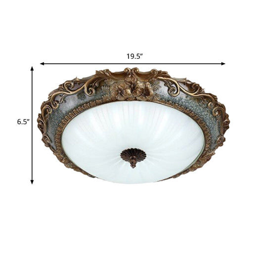 Rustic Resin Brass Flush Mount Ceiling Lamp - Floral Pedestal 12’/16’/19.5’ W 2/3 - Light