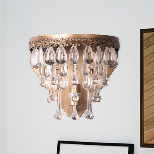Bronze 1 Light Wall Sconce With Countryside Crystal Teardrop Design