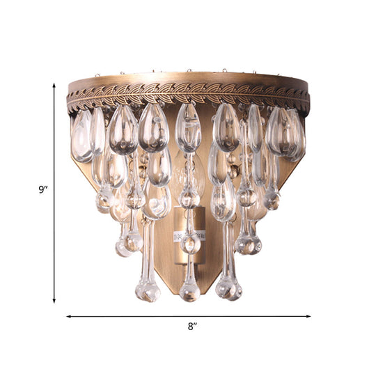 Bronze 1 Light Wall Sconce With Countryside Crystal Teardrop Design