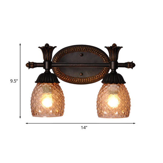 Prismatic Glass Bathroom Vanity Mirror Light - Traditional Rust Finish Pineapple-Inspired Design