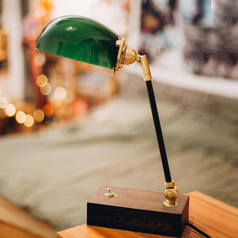 Haedus - Vintage-Style Green Glass Reading Lamp With Retro Design Perfect For Black