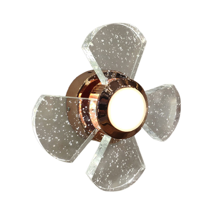 Modern Led Clear Glass Wall Sconce With Fan Design - Stylish Corridor Lighting