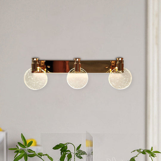 Gold Led Beveled Crystal Circle Wall Vanity Light For Minimalist Bathroom Makeup Lighting